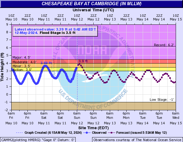 Chesapeake Bay at Cambridge (IN MLLW)