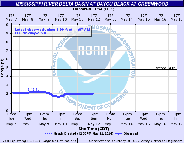 Mississippi River Delta Basin at Bayou Black at Greenwood