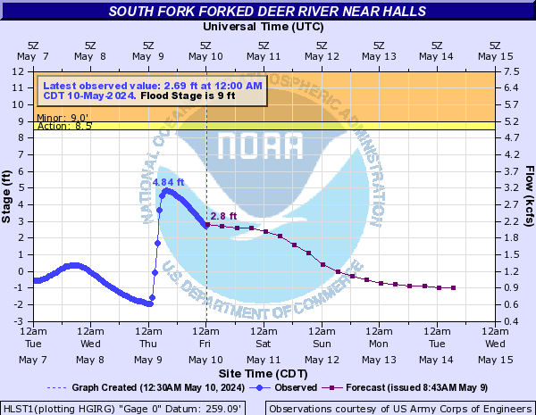 South Fork Forked Deer River near Halls