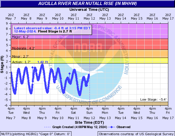 Aucilla River near Nutall Rise (in MHHW)