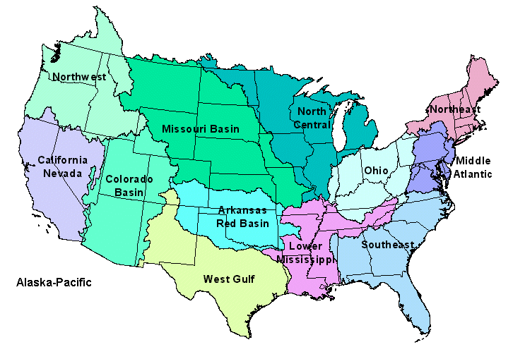 US River Forecast Center Map
